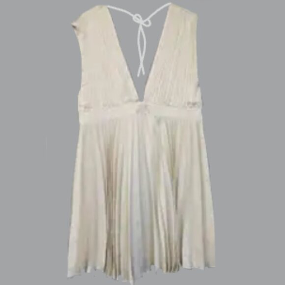 Brand New Women's Abercrombie & Fitch Pleated Sleeveless Silk Mini Dress - Picture 15 of 15